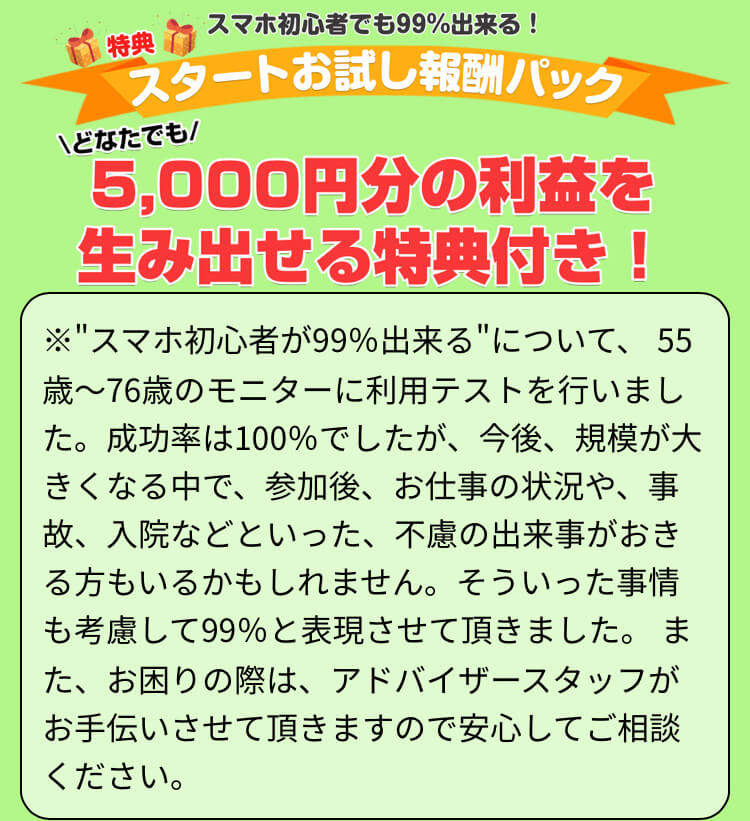 5,000円分の利益を生み出せる特典