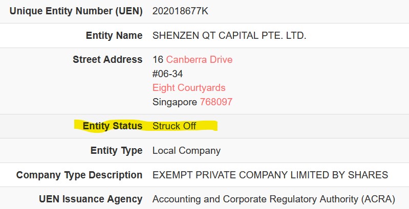 SHENZEN QT CAPITAL PTE. LTD.