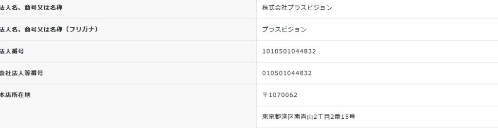 株式会社プラスビジョン法人登録 