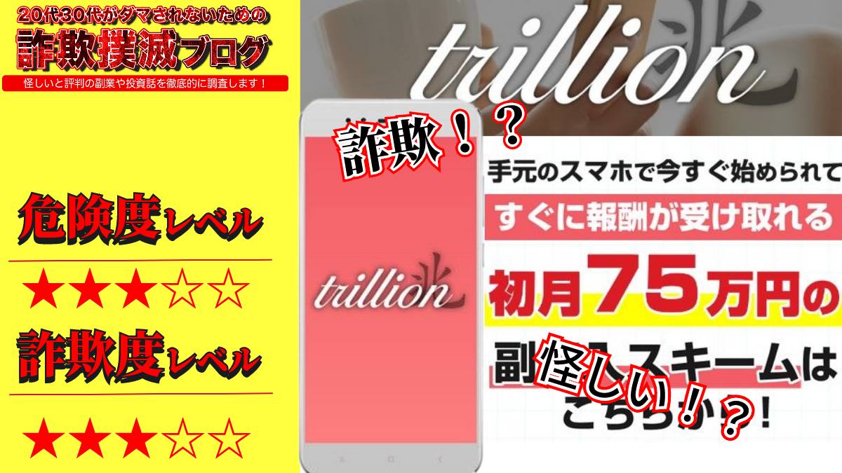 【スマホで稼ぐ】trillion(トリリオン)は副業詐欺！？怪しい副収入スキームの口コミは？